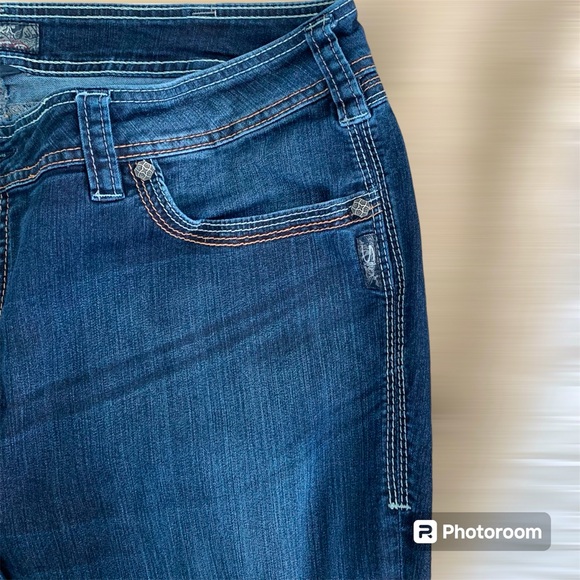 SILVER SUKI SURPLUS Women PLUS DarkWash Denim Jeans Stitch Flap Pocket 24/L32 - Picture 6 of 15